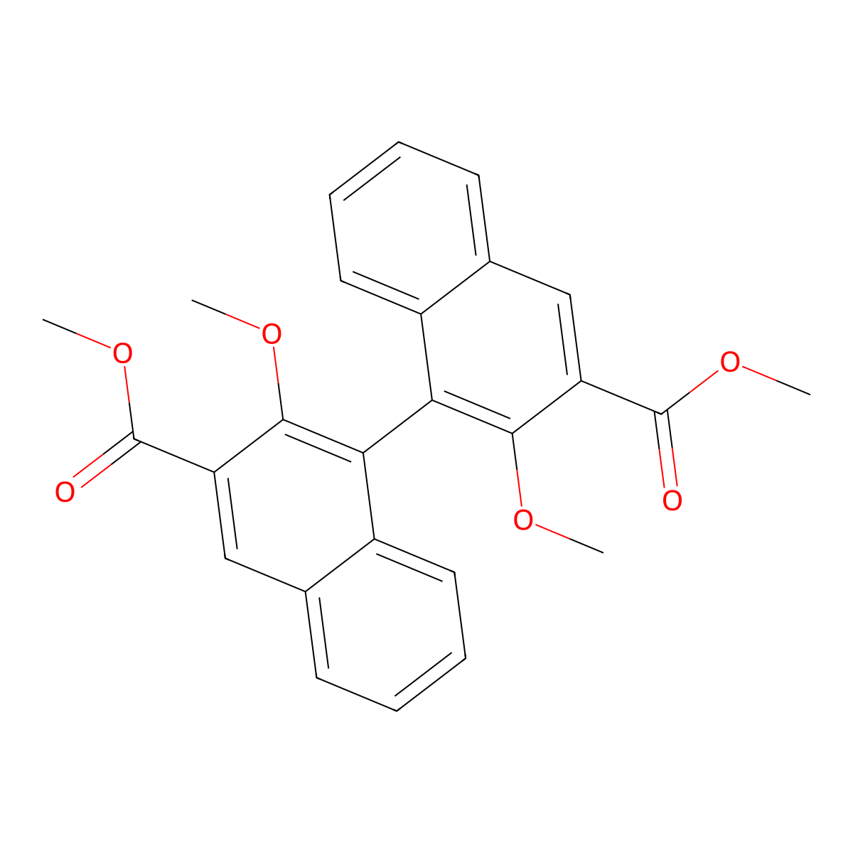 3-Methoxy-4-(2-methoxy-3-methoxycarbonyl-1-naphthalenyl)-2-naphthalenecarboxylic acid methyl ester molecular structure, CAS 121999-14-2
