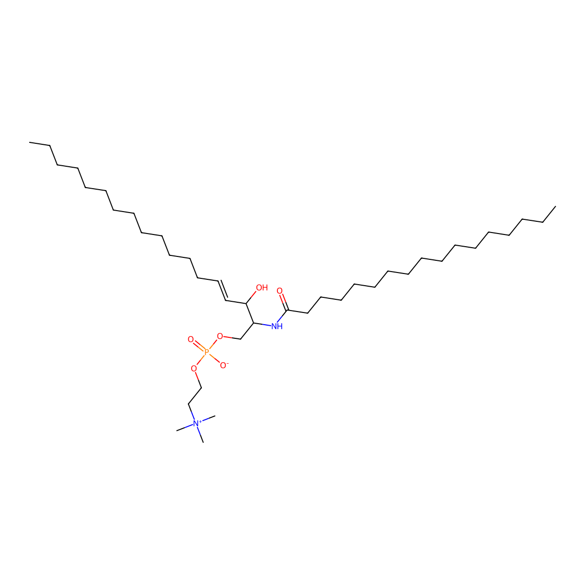 N-(heptadecanoyl)-sphing-4-enine-1-phosphocholine molecular structure, CAS 121999-64-2