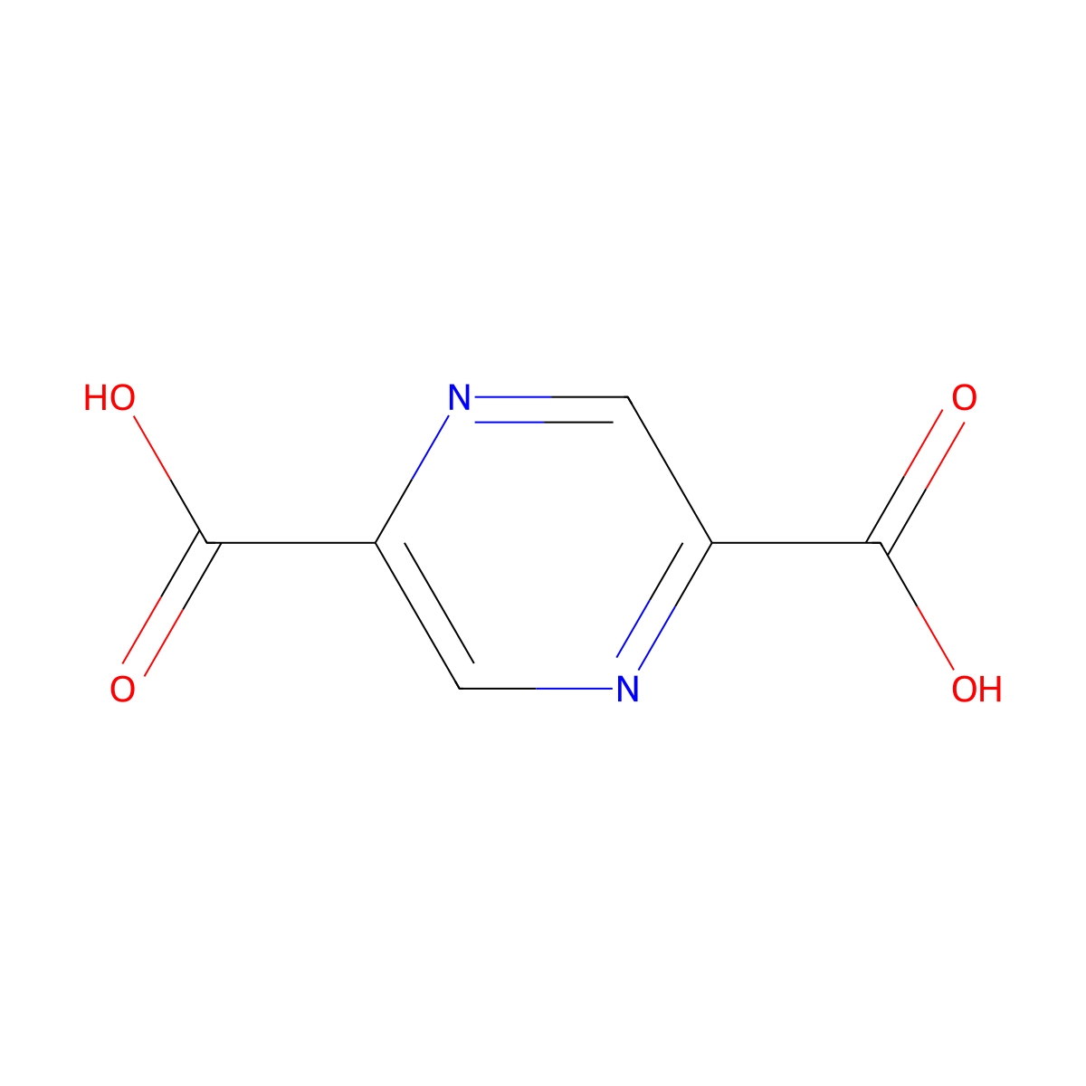 Pyrazine-2,5-dicarboxylic acid molecular structure, CAS 122-05-4