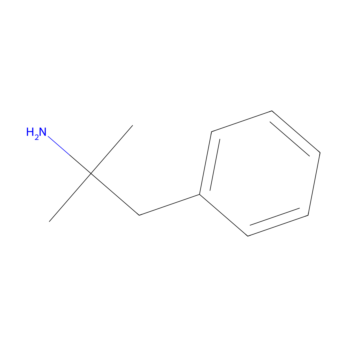 Phentermine molecular structure, CAS 122-09-8