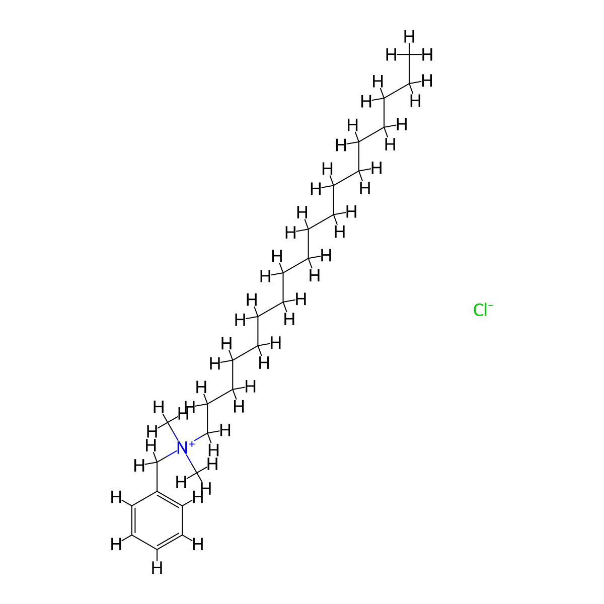 Benzyldimethylstearylammonium chloride molecular structure, CAS 122-19-0