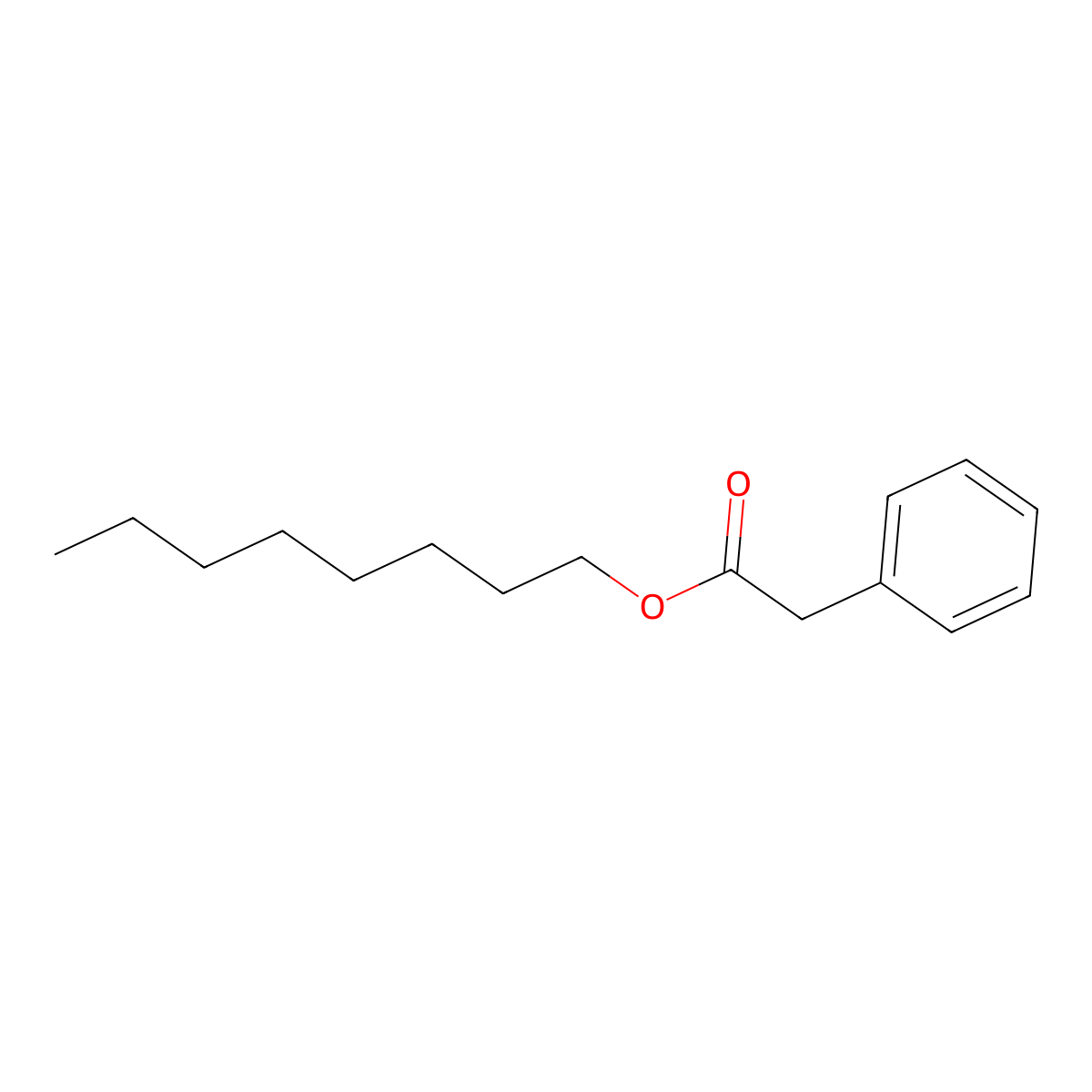 Octyl phenylacetate molecular structure, CAS 122-45-2