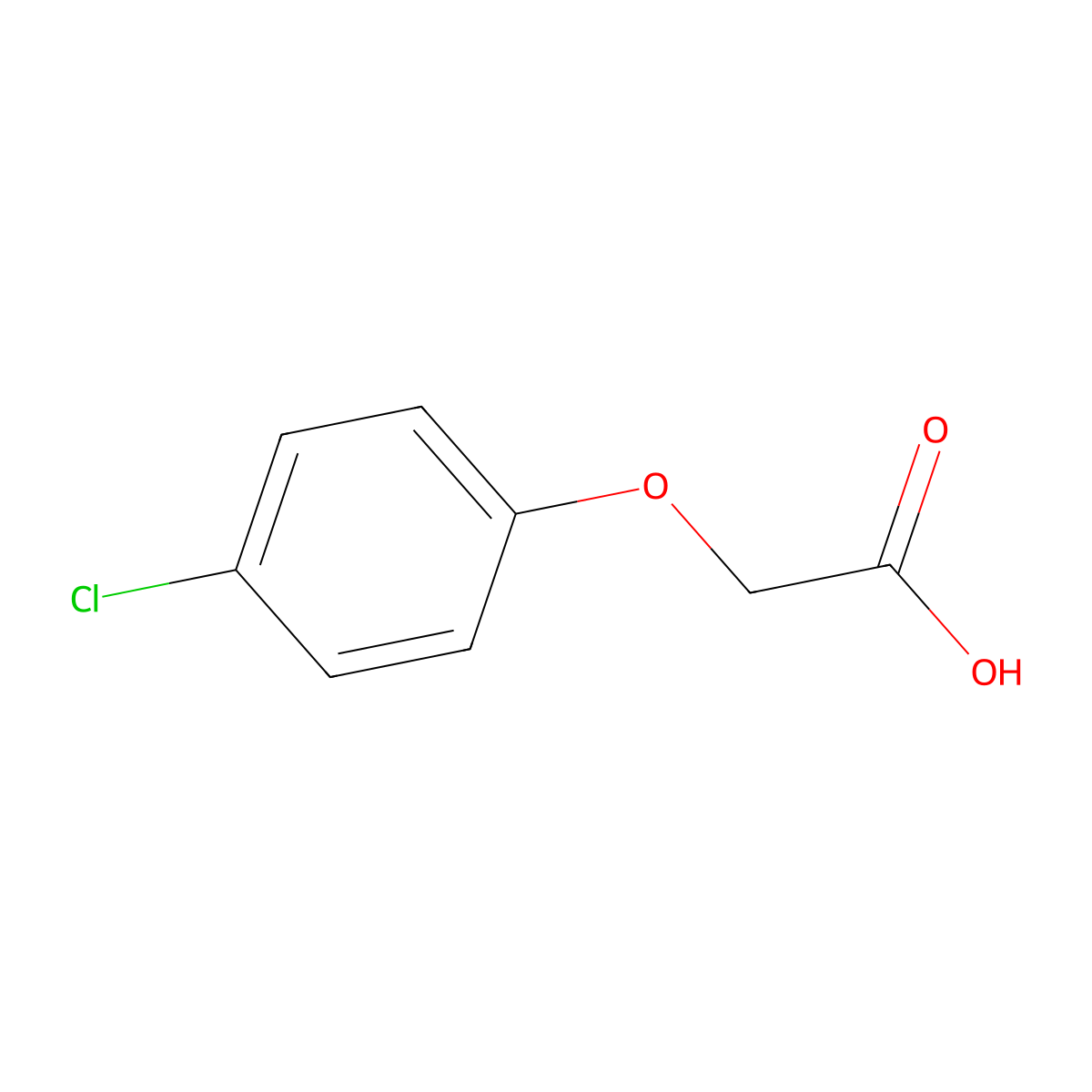 (4-Chlorophenoxy)acetic acid molecular structure, CAS 122-88-3