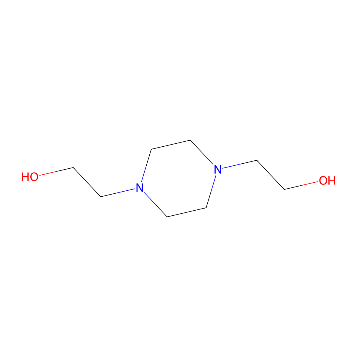 1,4-Piperazinediethanol molecular structure, CAS 122-96-3