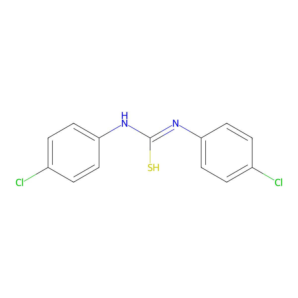 N,N'-bis(4-chlorophenyl)carbamimidothioic acid molecular structure, CAS 1220-00-4