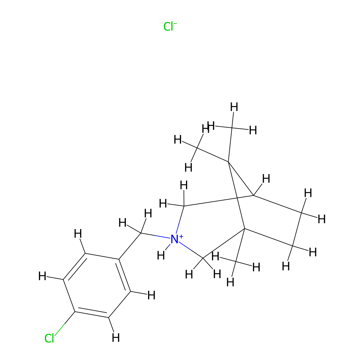 3-Azabicyclo(3.2.1)octane, 3-(p-chlorobenzyl)-1,8,8-trimethyl-, hydrochloride molecular structure, CAS 1220-30-0