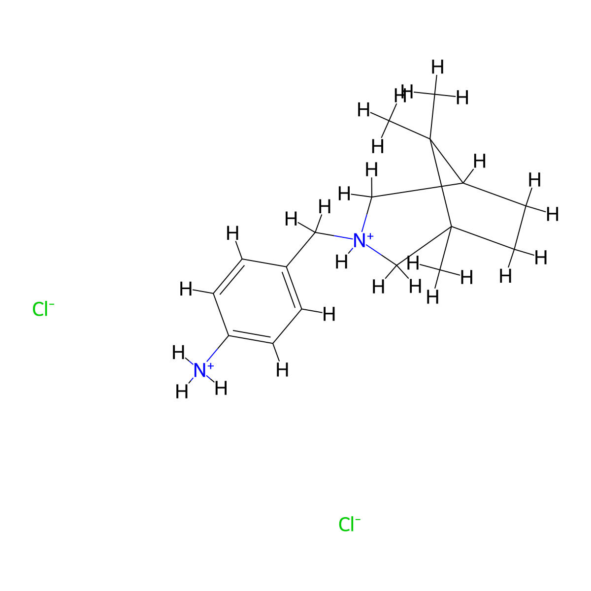 3-Azabicyclo(3.2.1)octane, 3-(p-aminobenzyl)-1,8,8-trimethyl-, dihydrochloride molecular structure, CAS 1220-31-1