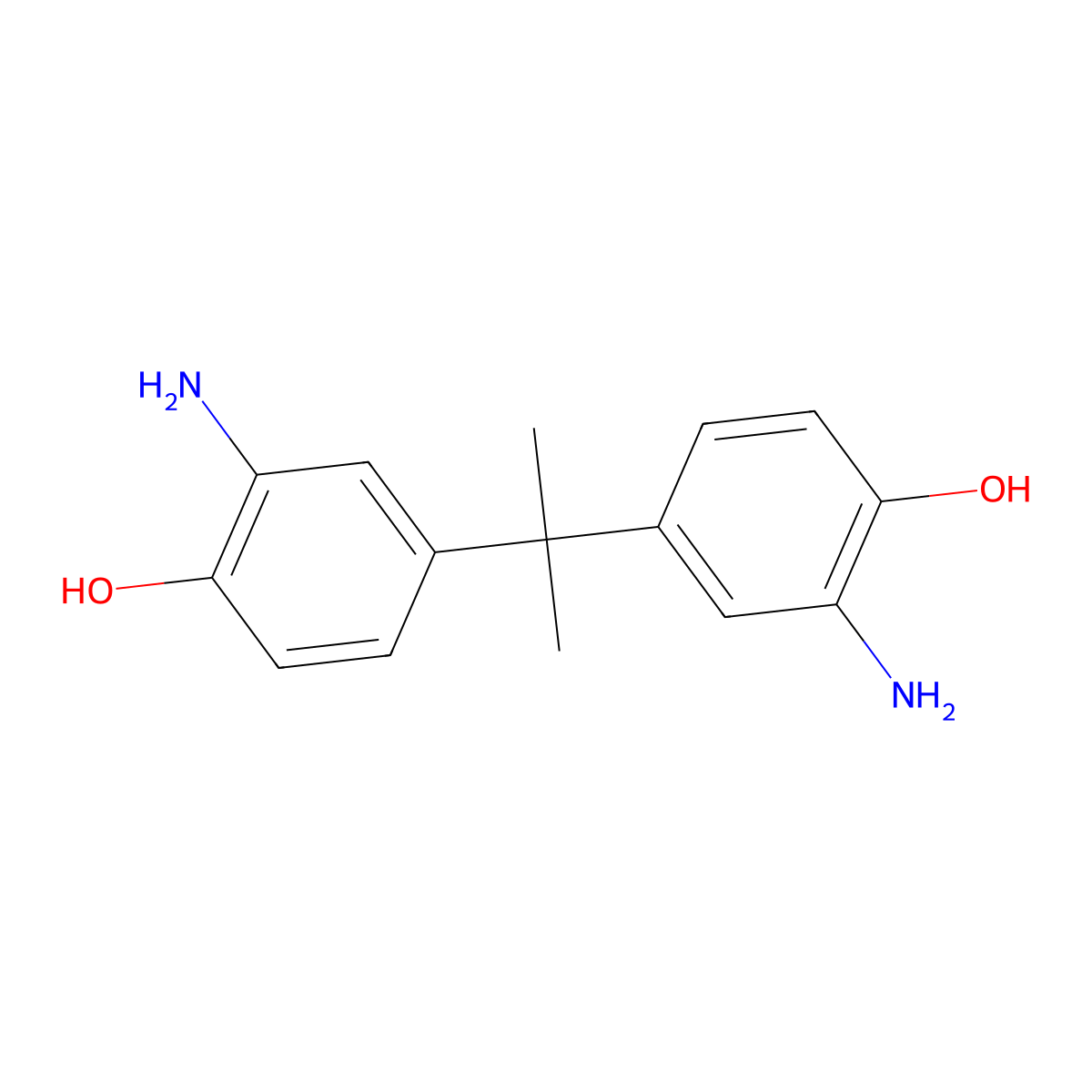 2,2-Bis(3-amino-4-hydroxylphenyl)propane molecular structure, CAS 1220-78-6