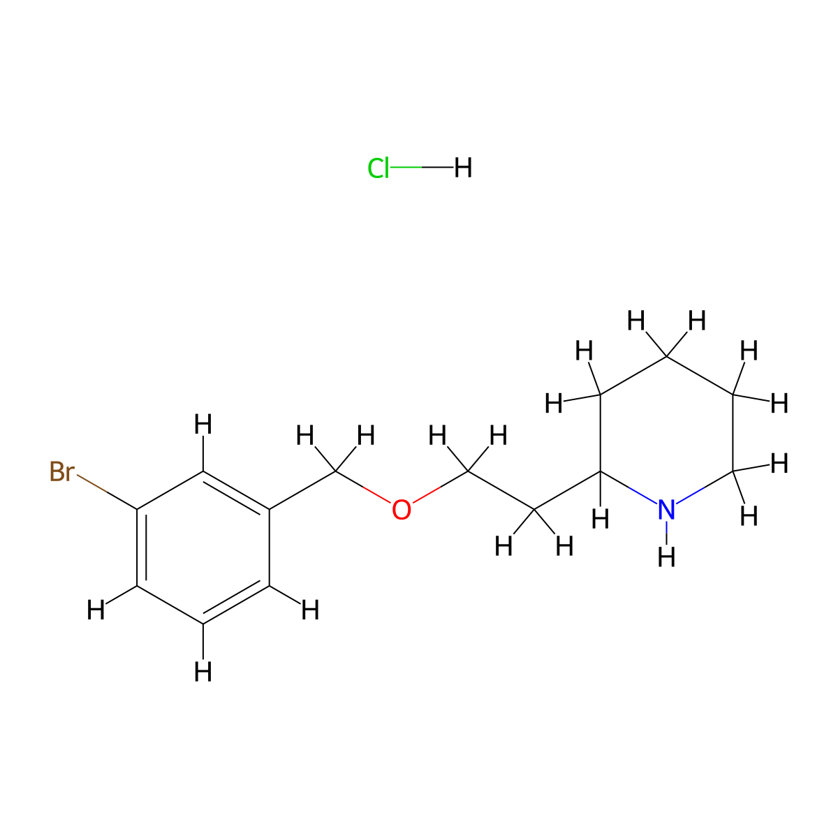 2-{2-[(3-Bromobenzyl)oxy]ethyl}piperidine hydrochloride molecular structure, CAS 1220016-25-0
