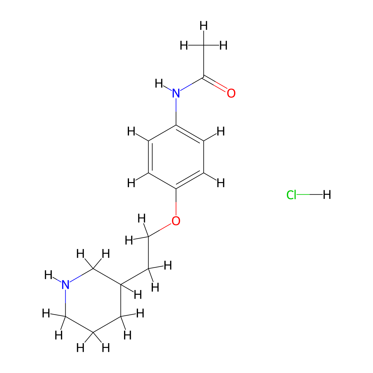 N-{4-[2-(3-Piperidinyl)ethoxy]phenyl}acetamide hydrochloride molecular structure, CAS 1220016-27-2