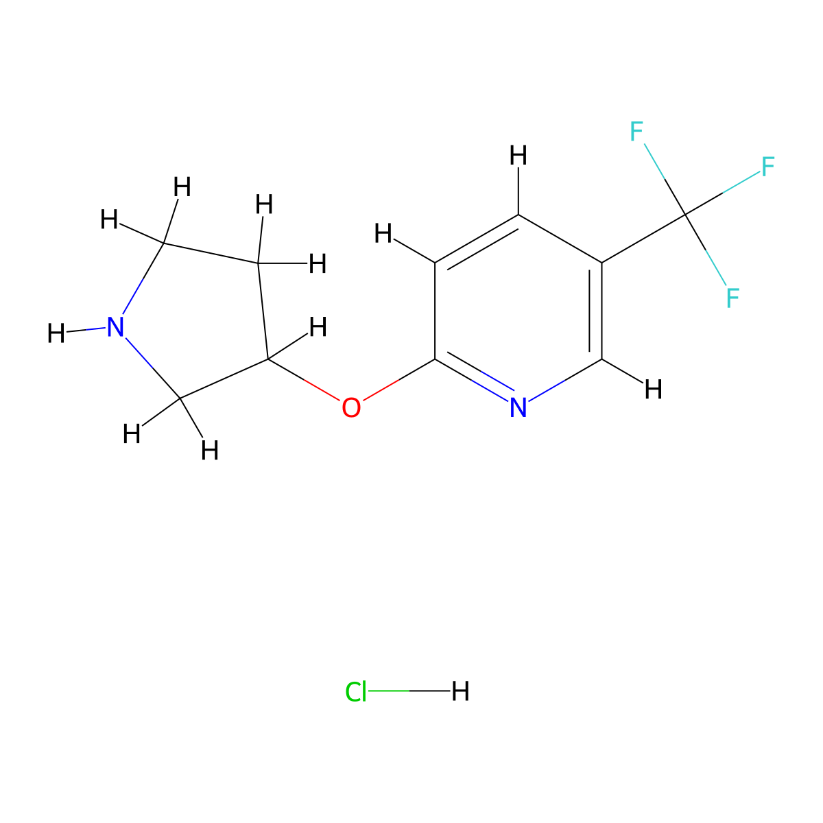 2-(Pyrrolidin-3-yloxy)-5-(trifluoromethyl)pyridine hydrochloride molecular structure, CAS 1220016-29-4