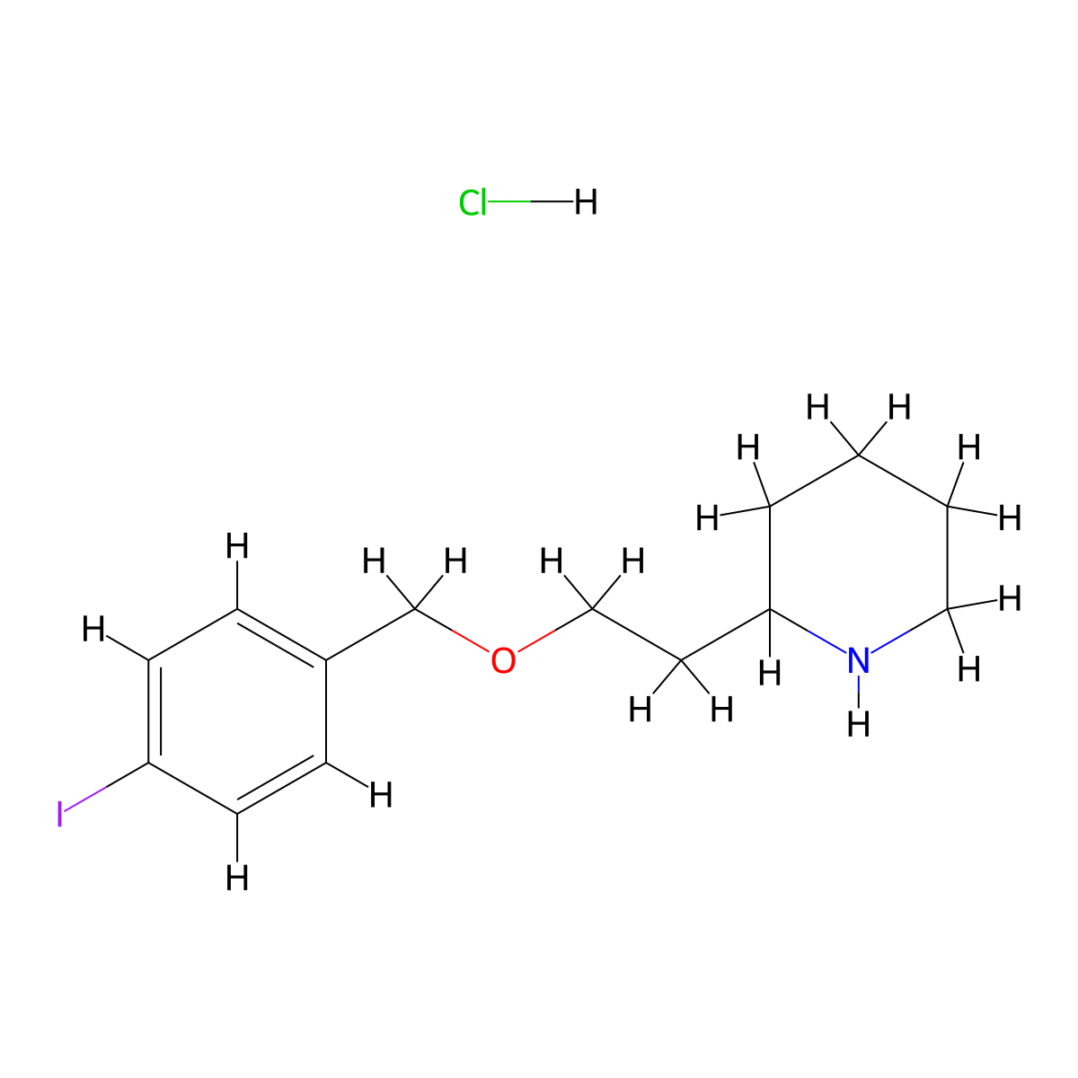 2-{2-[(4-Iodobenzyl)oxy]ethyl}piperidine hydrochloride molecular structure, CAS 1220016-32-9