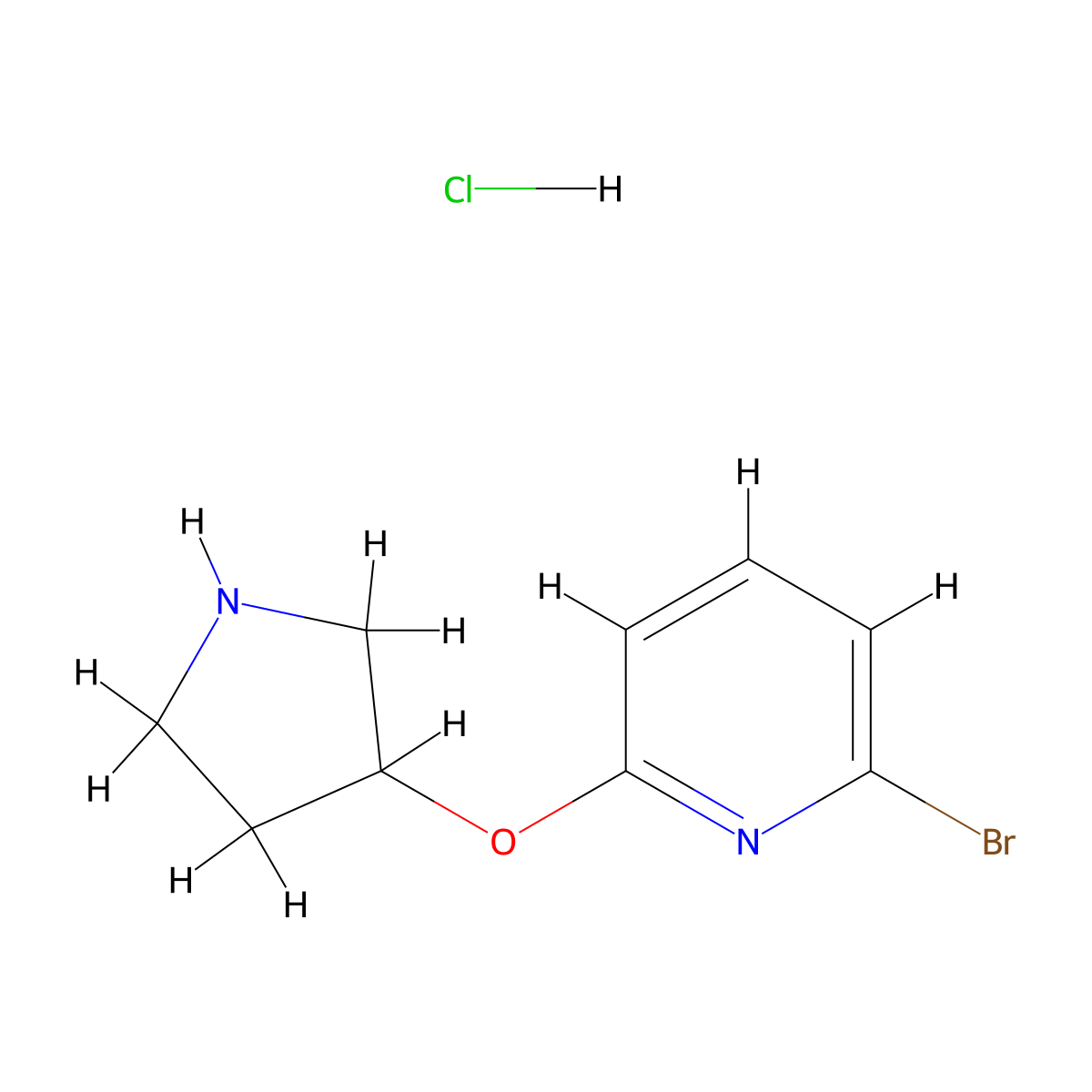 2-Bromo-6-(pyrrolidin-3-yloxy)pyridine hydrochloride molecular structure, CAS 1220016-36-3