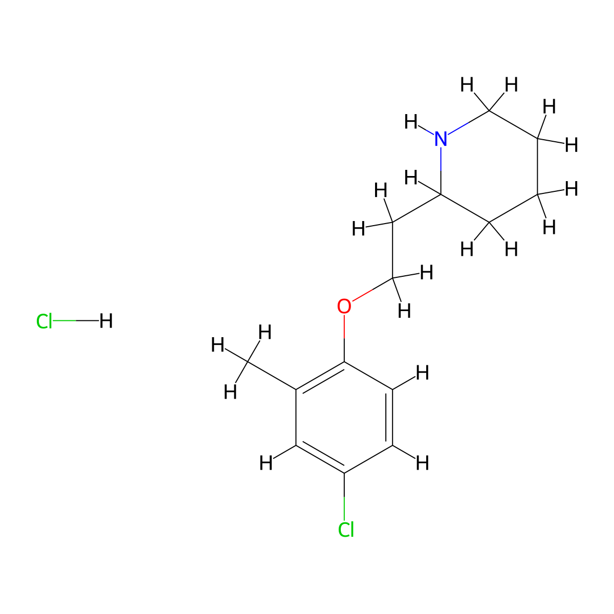 2-[2-(4-Chloro-2-methylphenoxy)ethyl]piperidine hydrochloride molecular structure, CAS 1220016-43-2