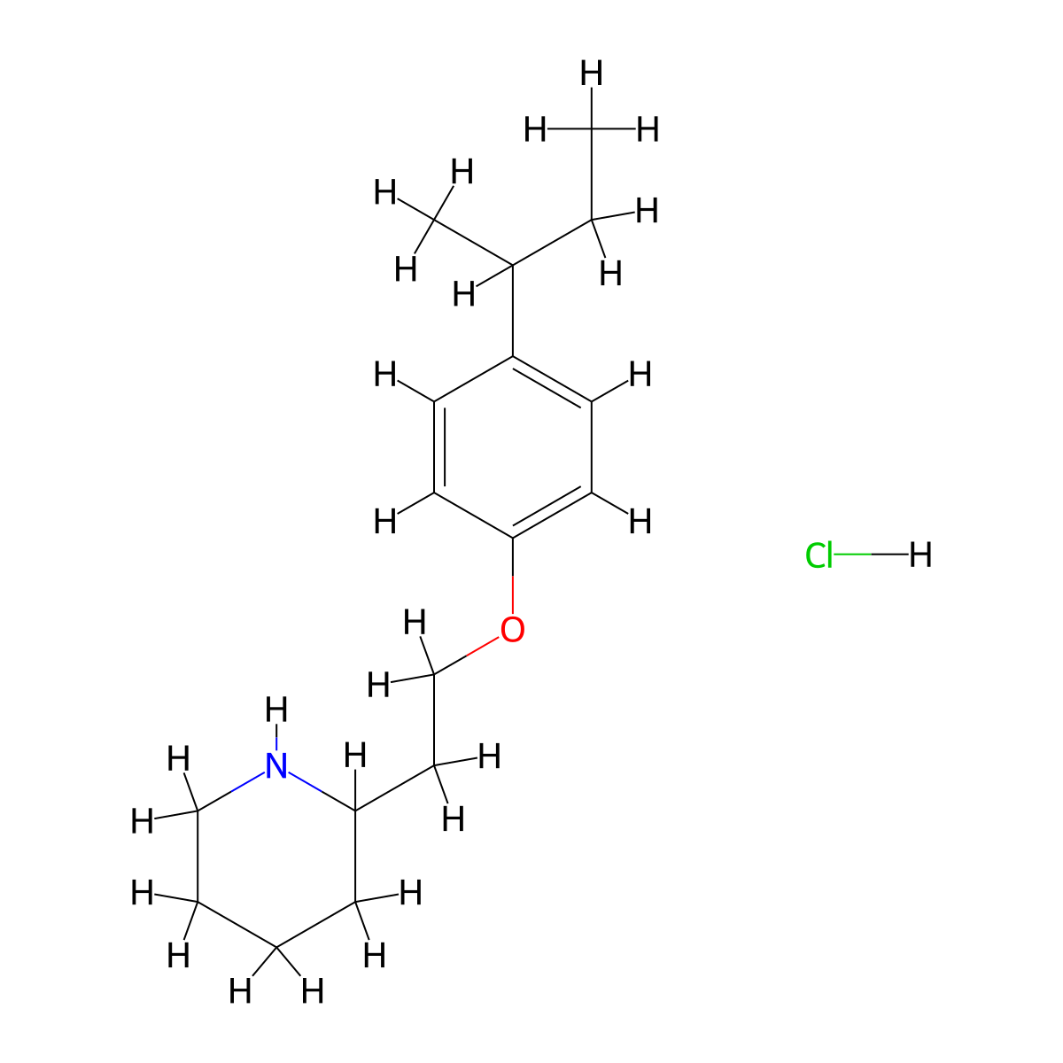 2-{2-[4-(sec-Butyl)phenoxy]ethyl}piperidine hydrochloride molecular structure, CAS 1220016-45-4