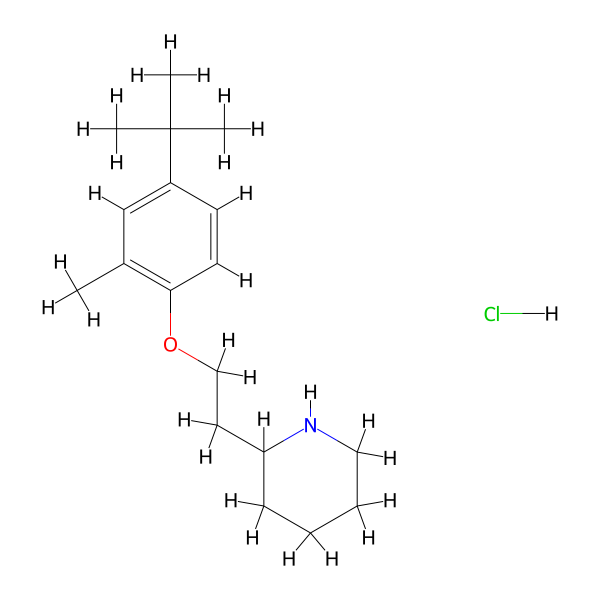 2-{2-[4-(Tert-butyl)-2-methylphenoxy]-ethyl}piperidine hydrochloride molecular structure, CAS 1220016-54-5