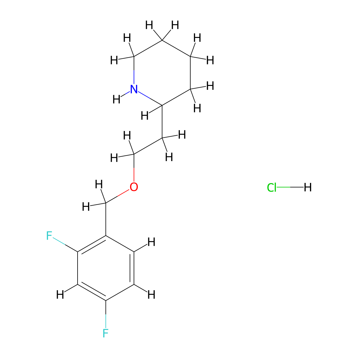 2-{2-[(2,4-Difluorobenzyl)oxy]ethyl}piperidine hydrochloride molecular structure, CAS 1220016-57-8