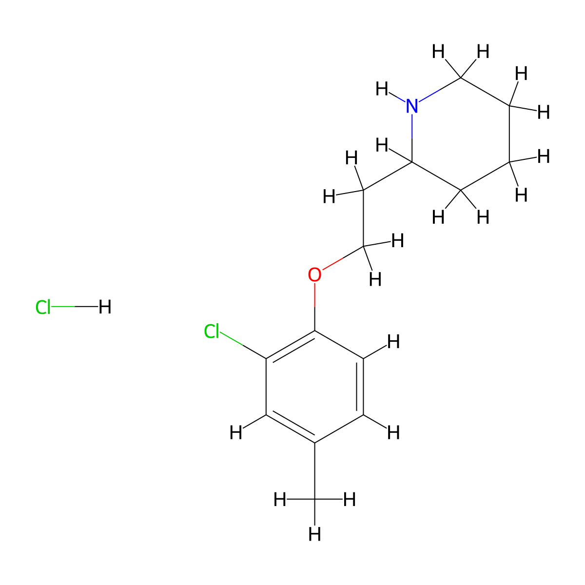 2-[2-(2-Chloro-4-methylphenoxy)ethyl]piperidine hydrochloride molecular structure, CAS 1220016-65-8