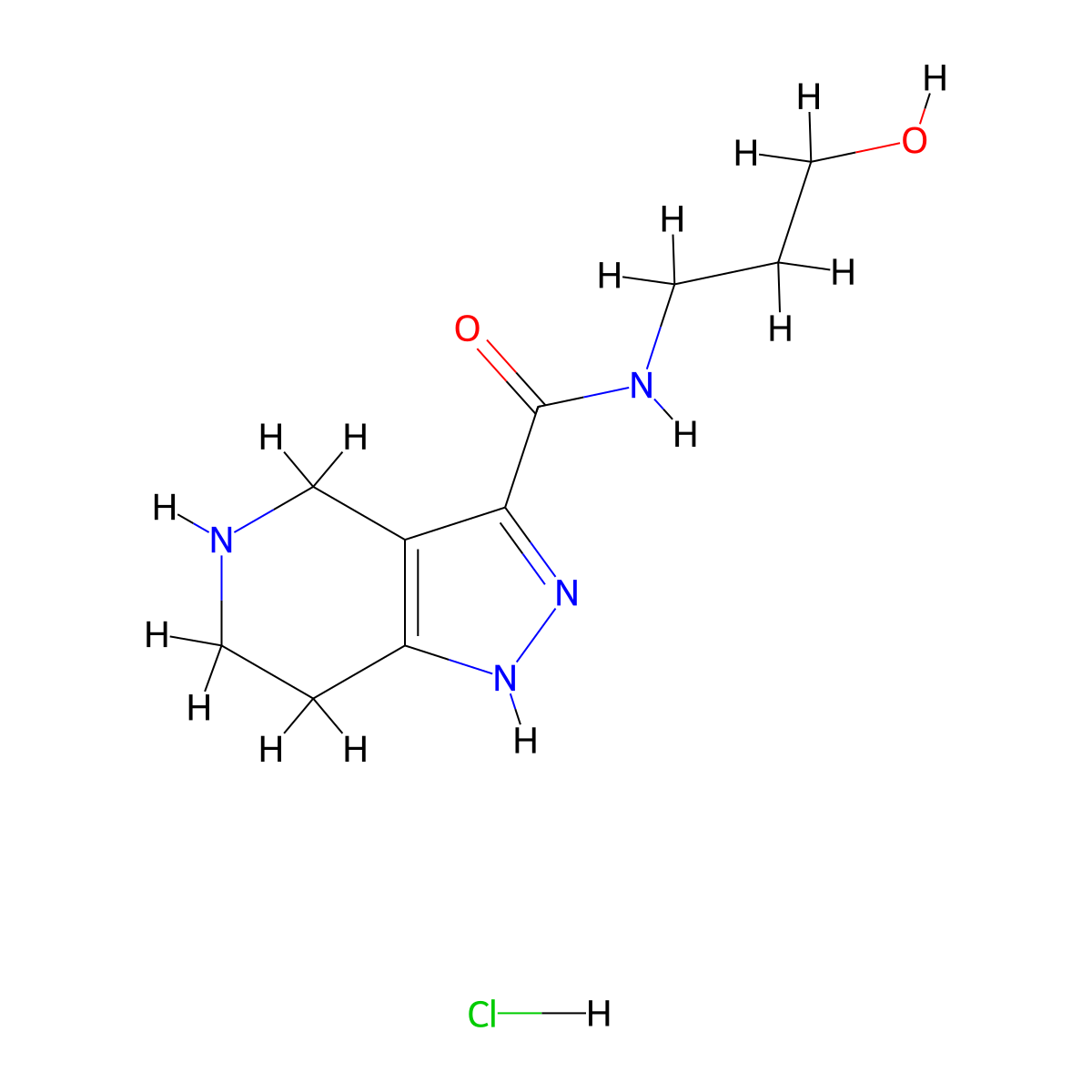 N-(3-Hydroxypropyl)-4,5,6,7-tetrahydro-1H-pyrazolo[4,3-c]pyridine-3-carboxamide hydrochloride molecular structure, CAS 1220016-67-0