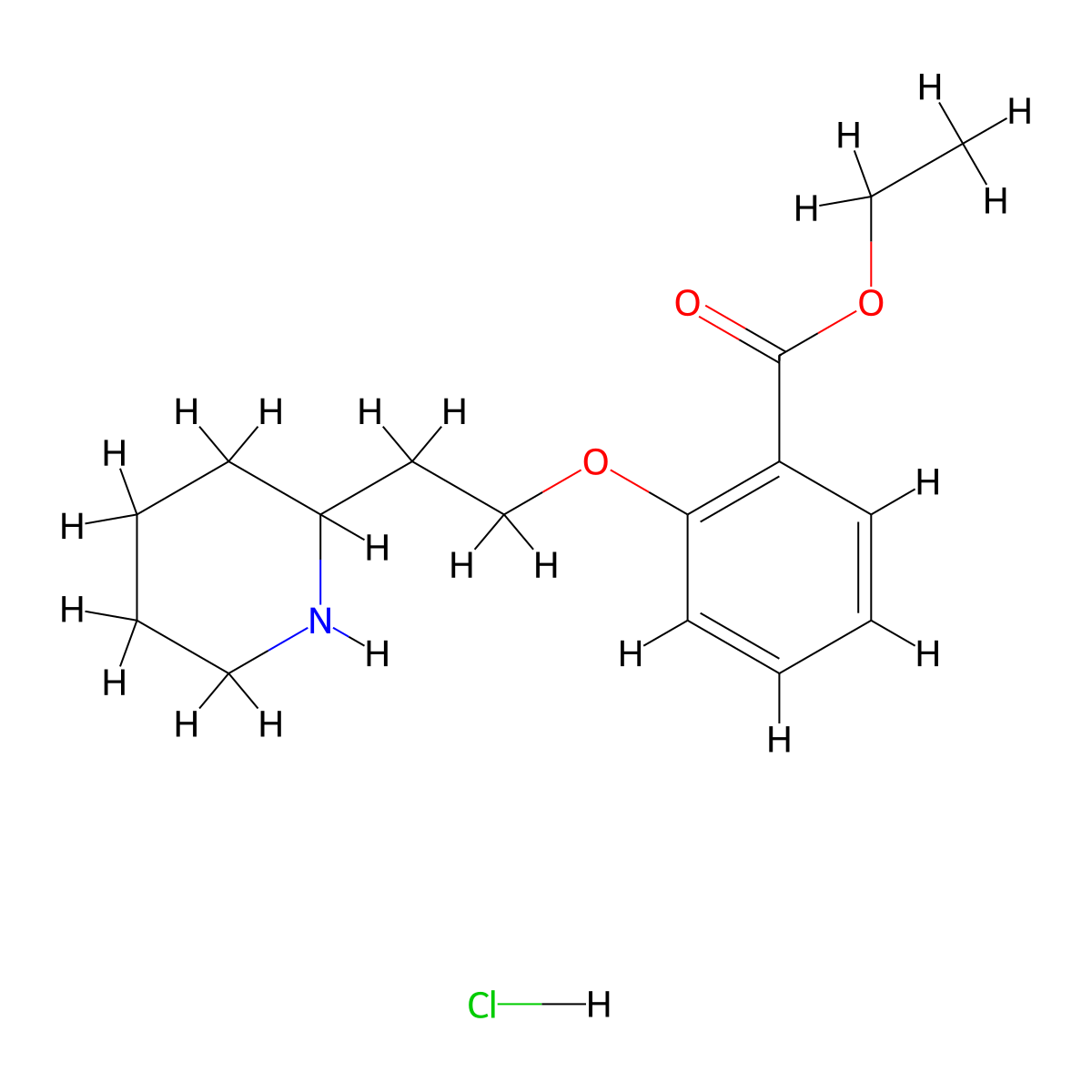 Ethyl 2-[2-(2-piperidinyl)ethoxy]benzoate hydrochloride molecular structure, CAS 1220016-73-8