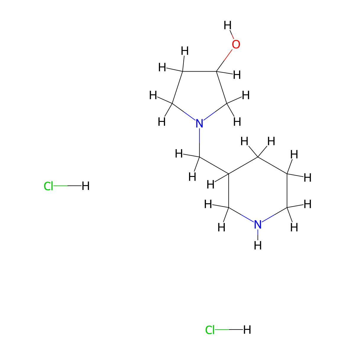 1-[(Piperidin-3-yl)methyl]pyrrolidin-3-ol dihydrochloride molecular structure, CAS 1220016-78-3