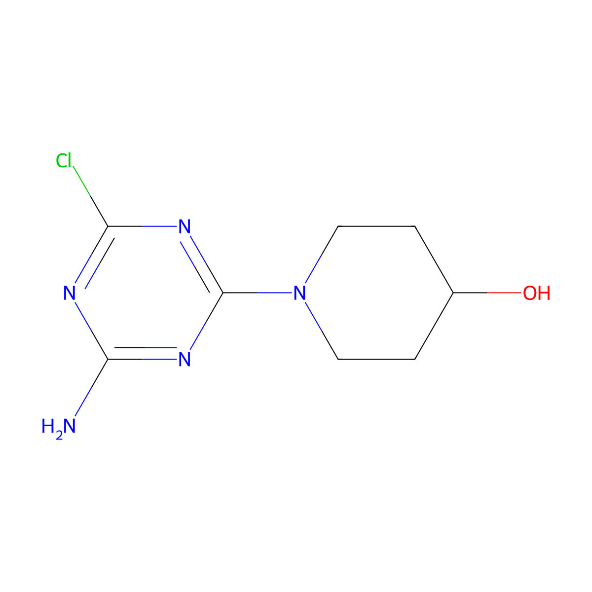 1-(4-Amino-6-chloro-1,3,5-triazin-2-yl)piperidin-4-ol molecular structure, CAS 1220016-80-7