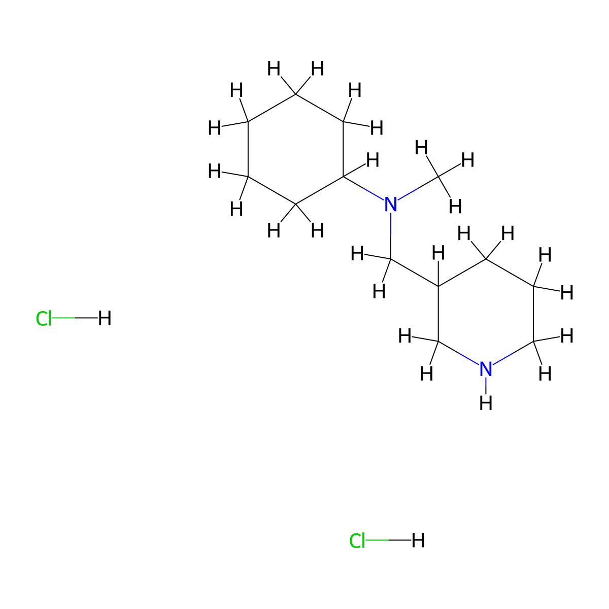 N-methyl-N-(piperidin-3-ylmethyl)cyclohexanamine dihydrochloride molecular structure, CAS 1220016-82-9