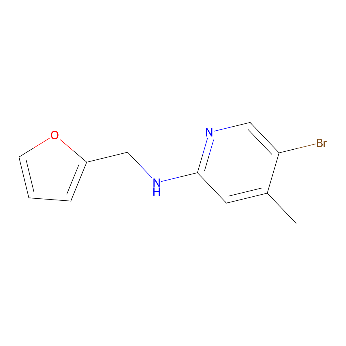 5-bromo-N-(furan-2-ylmethyl)-4-methylpyridin-2-amine molecular structure, CAS 1220016-84-1