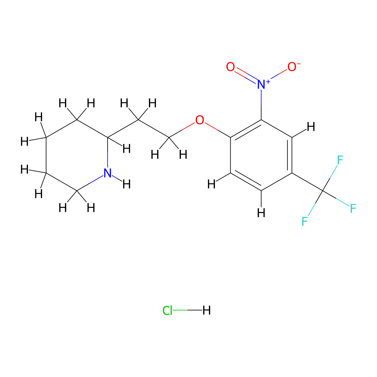 2-{2-[2-Nitro-4-(trifluoromethyl)phenoxy]-ethyl}piperidine hydrochloride molecular structure, CAS 1220016-87-4