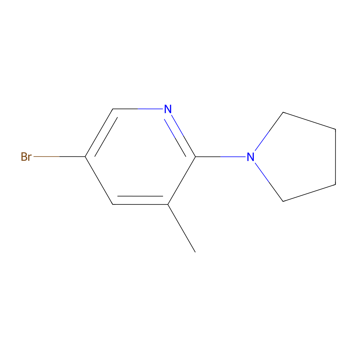 5-Bromo-3-methyl-2-(1-pyrrolidinyl)pyridine molecular structure, CAS 1220016-88-5