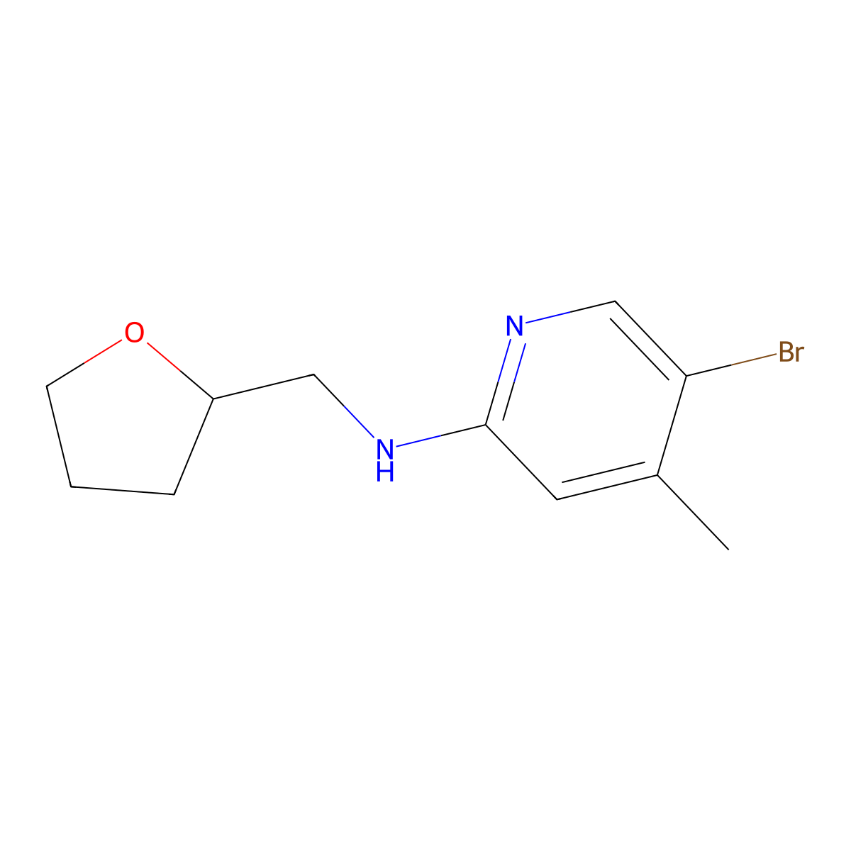 5-Bromo-4-methyl-N-((tetrahydrofuran-2-yl)methyl)pyridin-2-amine molecular structure, CAS 1220017-04-8