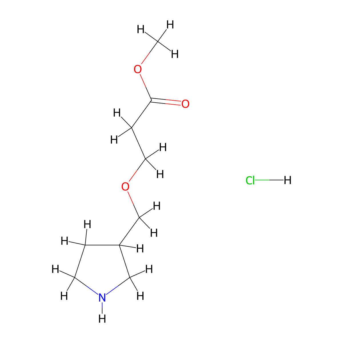 Methyl 3-(3-pyrrolidinylmethoxy)propanoate hydrochloride molecular structure, CAS 1220017-08-2
