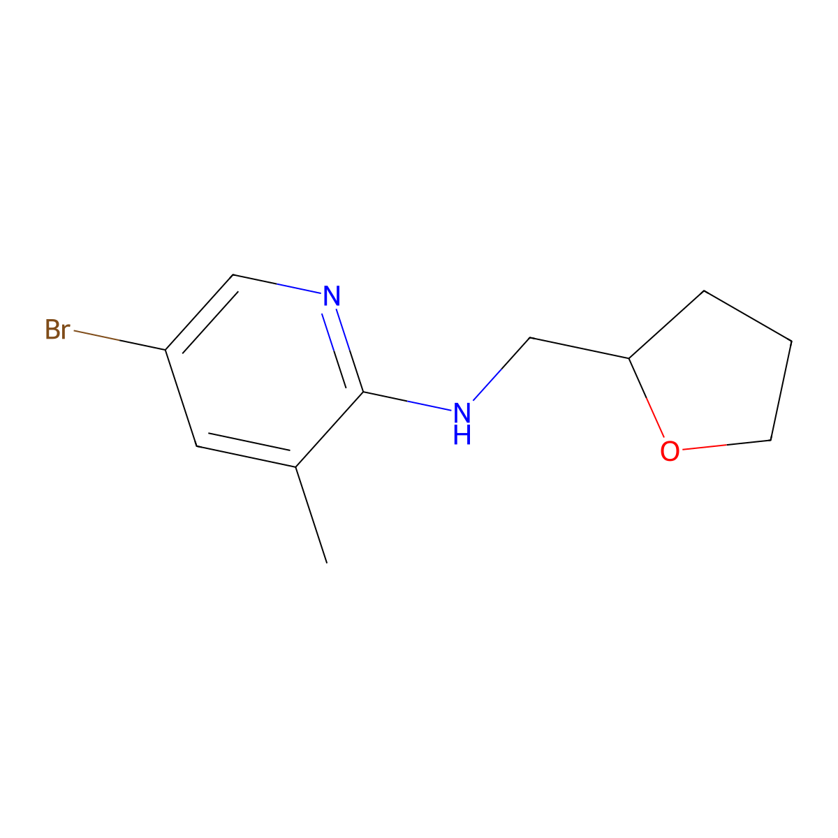 5-Bromo-3-methyl-N-((tetrahydrofuran-2-yl)methyl)pyridin-2-amine molecular structure, CAS 1220017-11-7