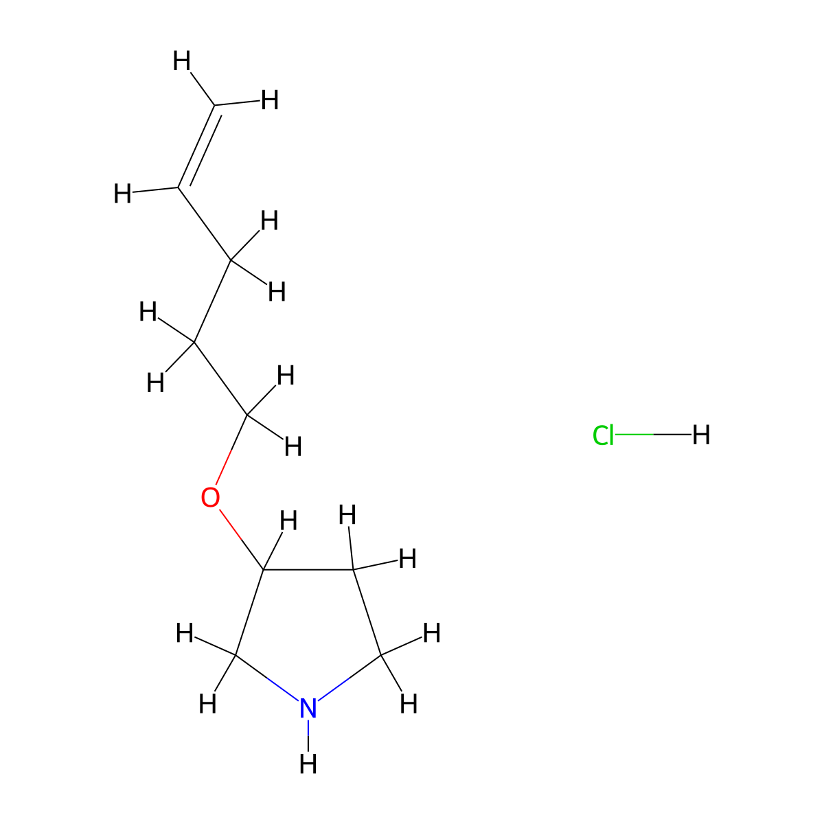3-(4-Pentenyloxy)pyrrolidine hydrochloride molecular structure, CAS 1220017-14-0