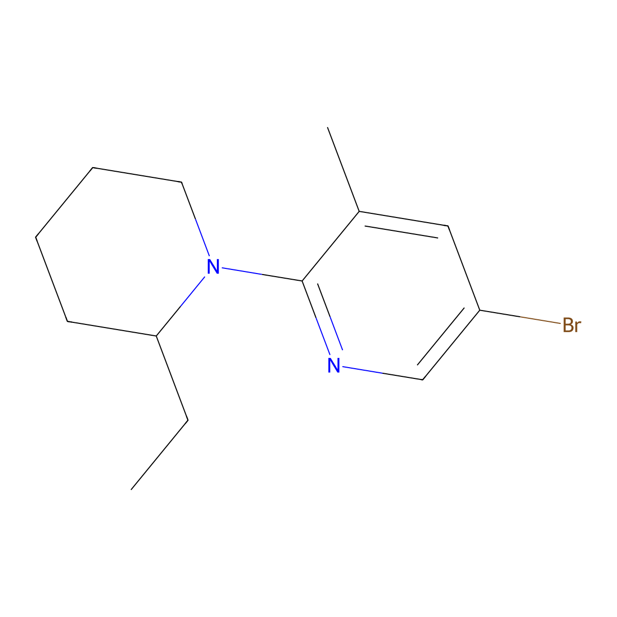 5-Bromo-2-(2-ethylpiperidin-1-yl)-3-methylpyridine molecular structure, CAS 1220017-15-1