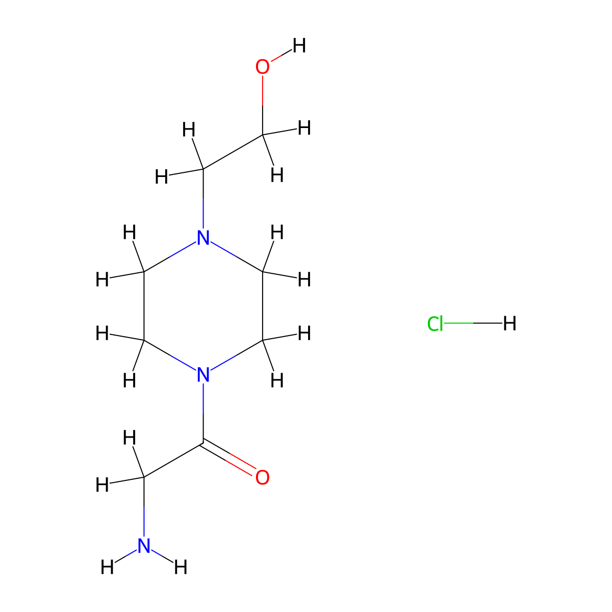 2-Amino-1-[4-(2-hydroxyethyl)-1-piperazinyl]-1-ethanone hydrochloride molecular structure, CAS 1220017-16-2