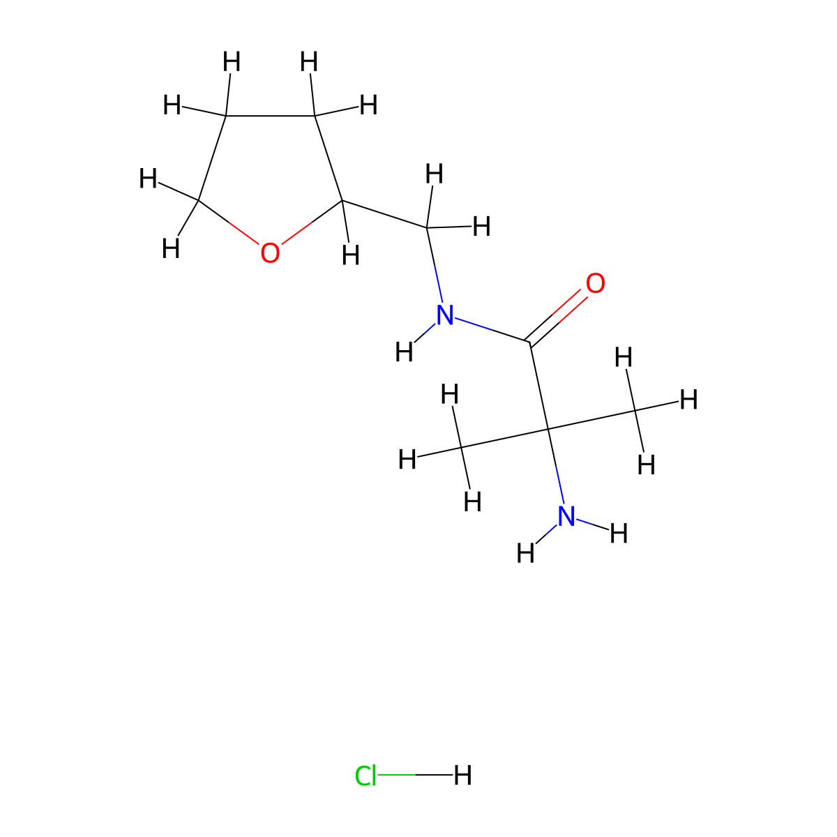 2-Amino-2-methyl-N-(tetrahydro-2-furanylmethyl)-propanamide hydrochloride molecular structure, CAS 1220017-20-8