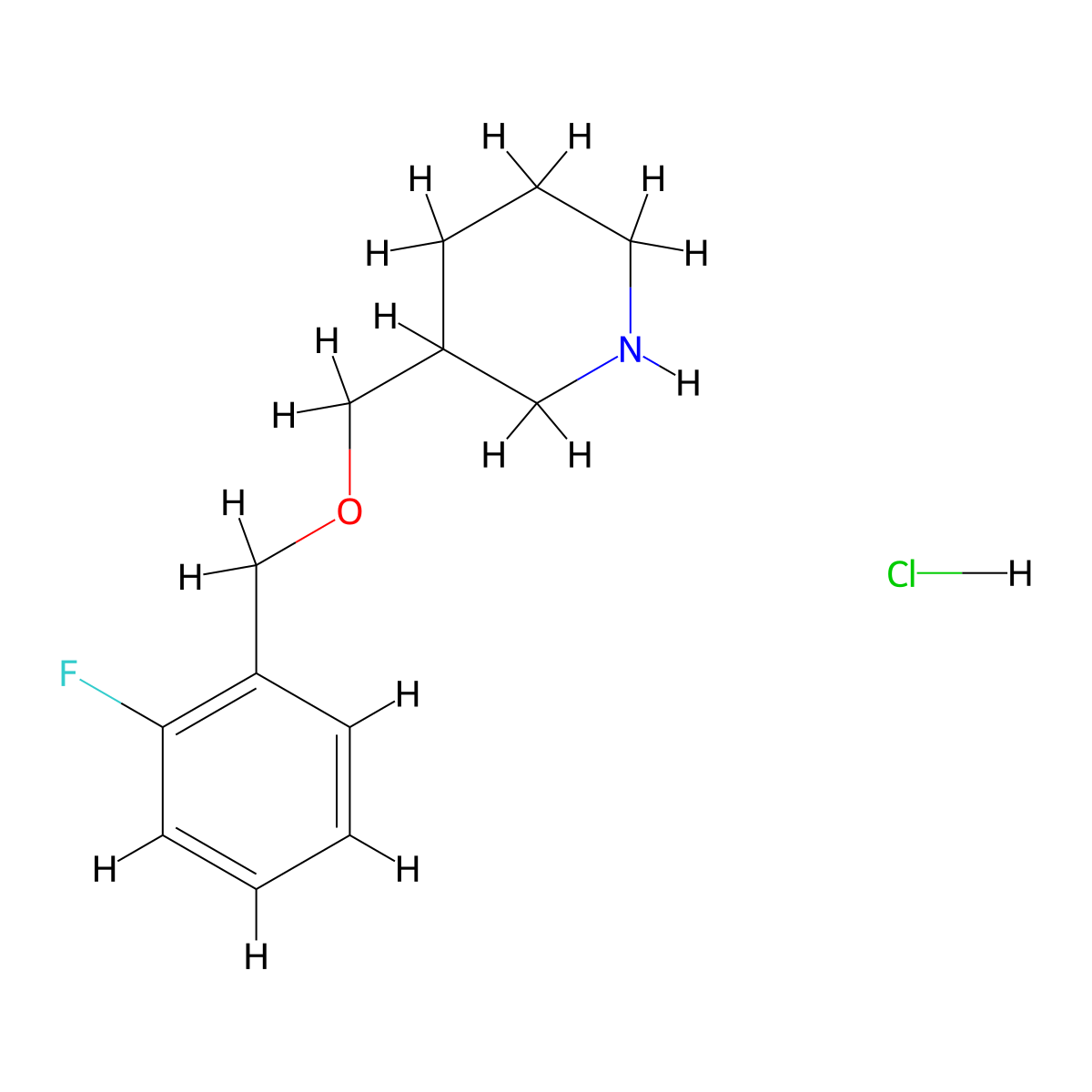 3-{[(2-Fluorobenzyl)oxy]methyl}piperidine hydrochloride molecular structure, CAS 1220017-23-1