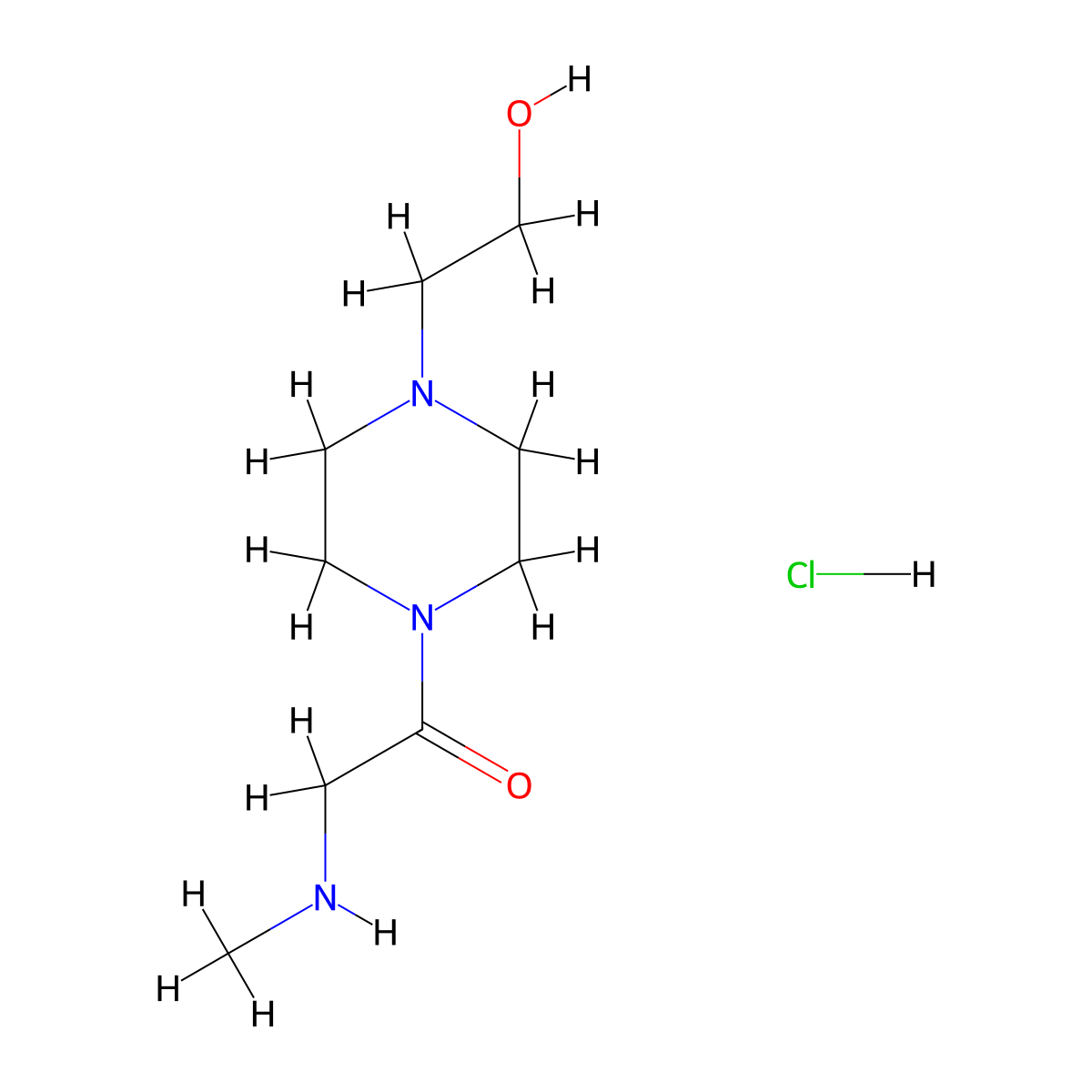 1-[4-(2-Hydroxyethyl)-1-piperazinyl]-2-(methylamino)-1-ethanone hydrochloride molecular structure, CAS 1220017-24-2
