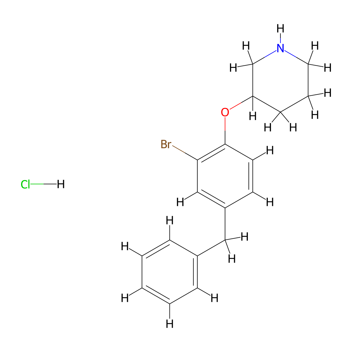 3-(4-Benzyl-2-bromophenoxy)piperidine hydrochloride molecular structure, CAS 1220017-31-1