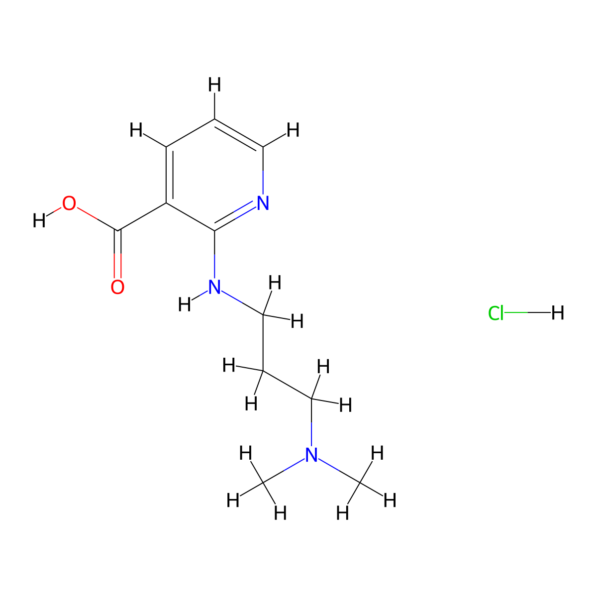 2-{[3-(Dimethylamino)propyl]amino}nicotinic acid hydrochloride molecular structure, CAS 1220017-34-4
