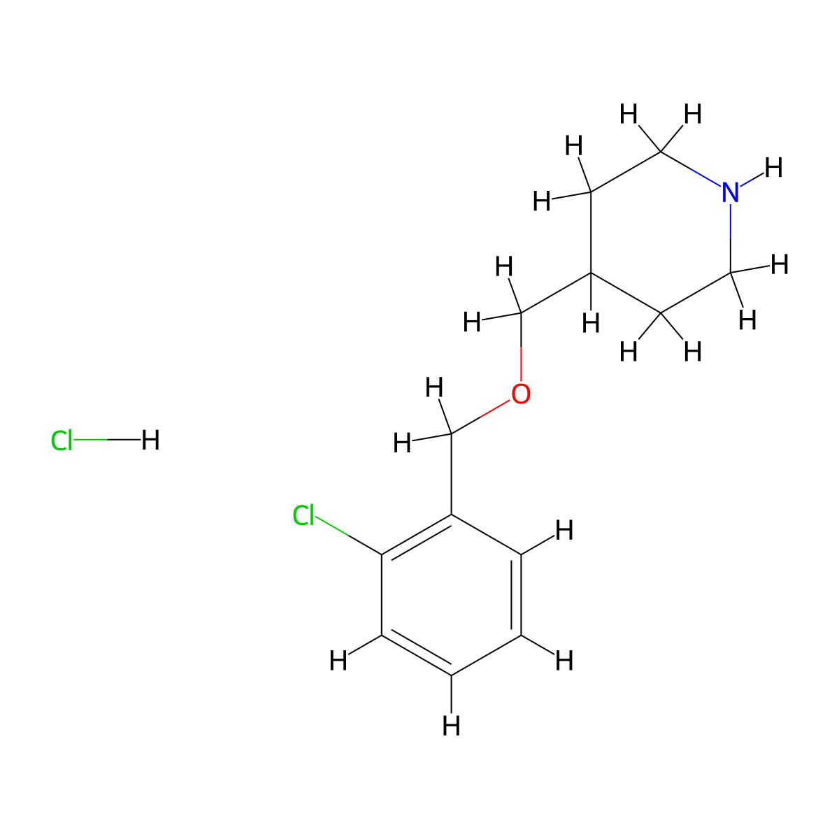 4-{[(2-Chlorobenzyl)oxy]methyl}piperidine hydrochloride molecular structure, CAS 1220017-37-7