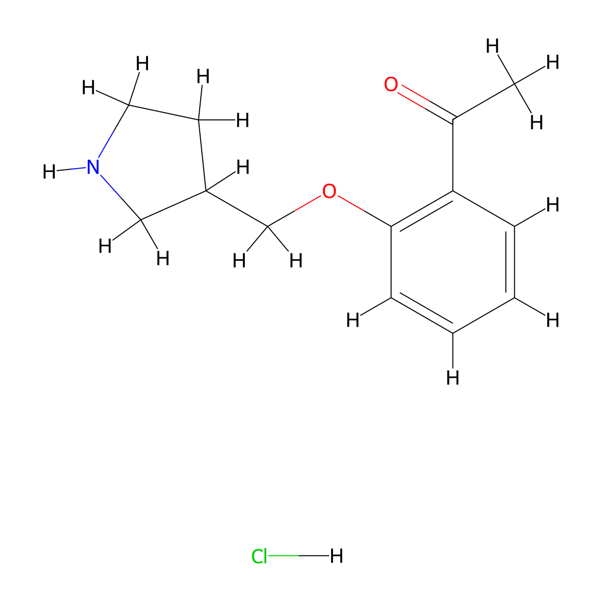 1-[2-(3-Pyrrolidinylmethoxy)phenyl]-1-ethanone hydrochloride molecular structure, CAS 1220017-40-2