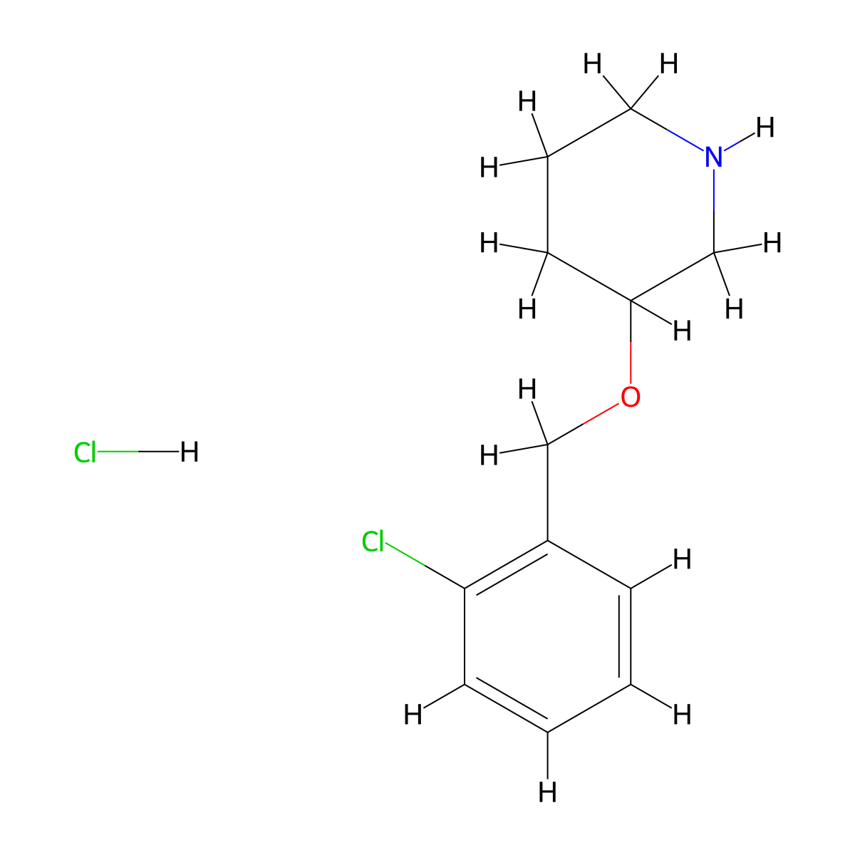 3-((2-Chlorobenzyl)oxy)piperidine hydrochloride molecular structure, CAS 1220017-44-6