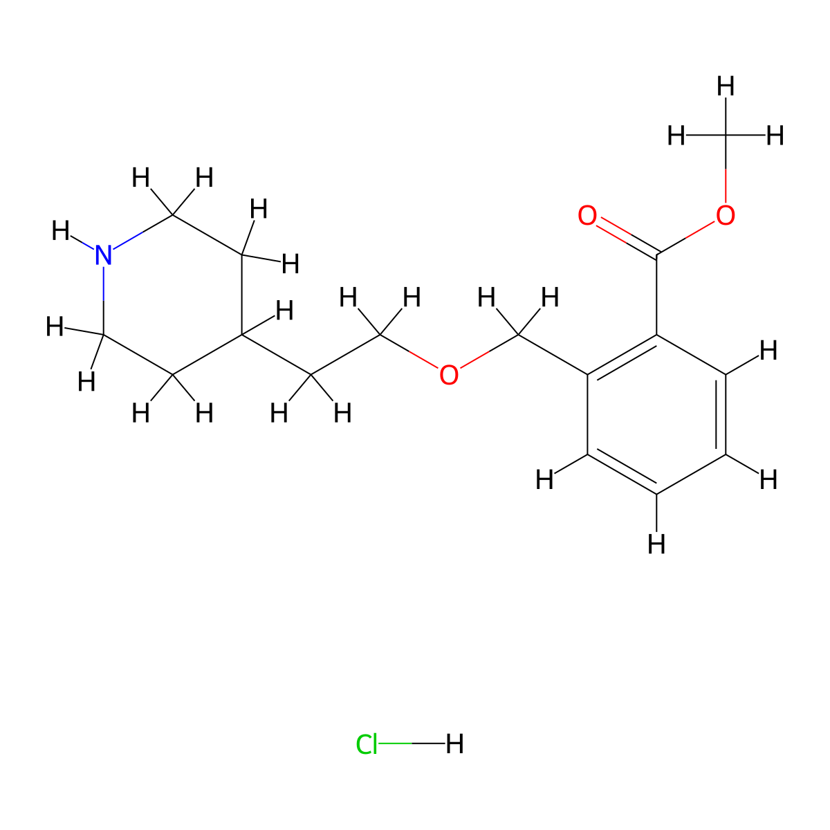 Methyl 2-{[2-(4-piperidinyl)ethoxy]-methyl}benzoate hydrochloride molecular structure, CAS 1220017-49-1