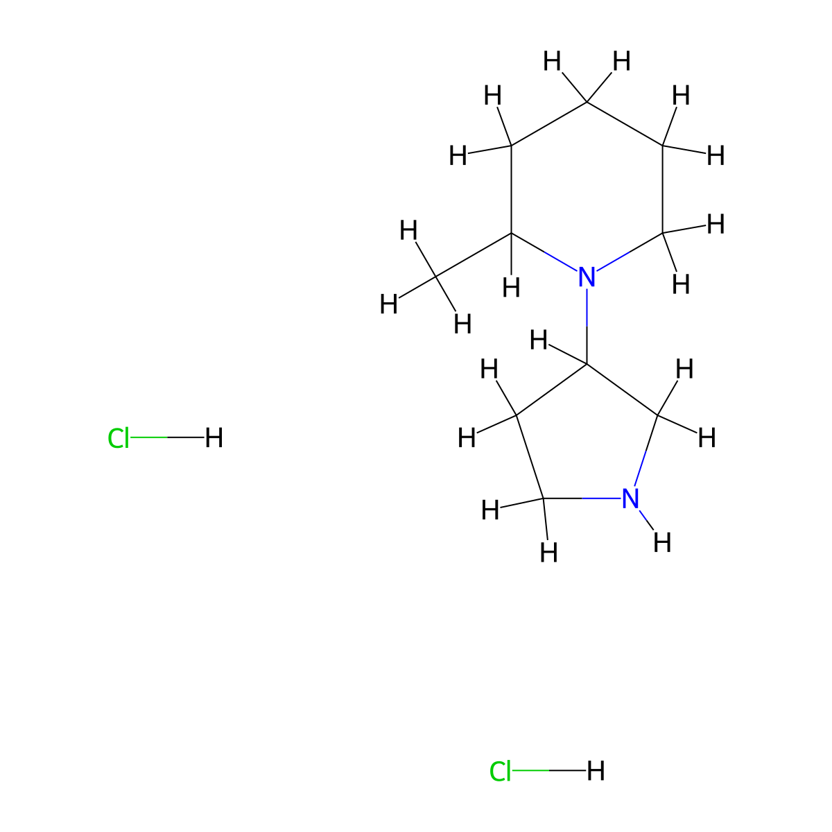 2-Methyl-1-(3-pyrrolidinyl)piperidine dihydrochloride molecular structure, CAS 1220017-59-3