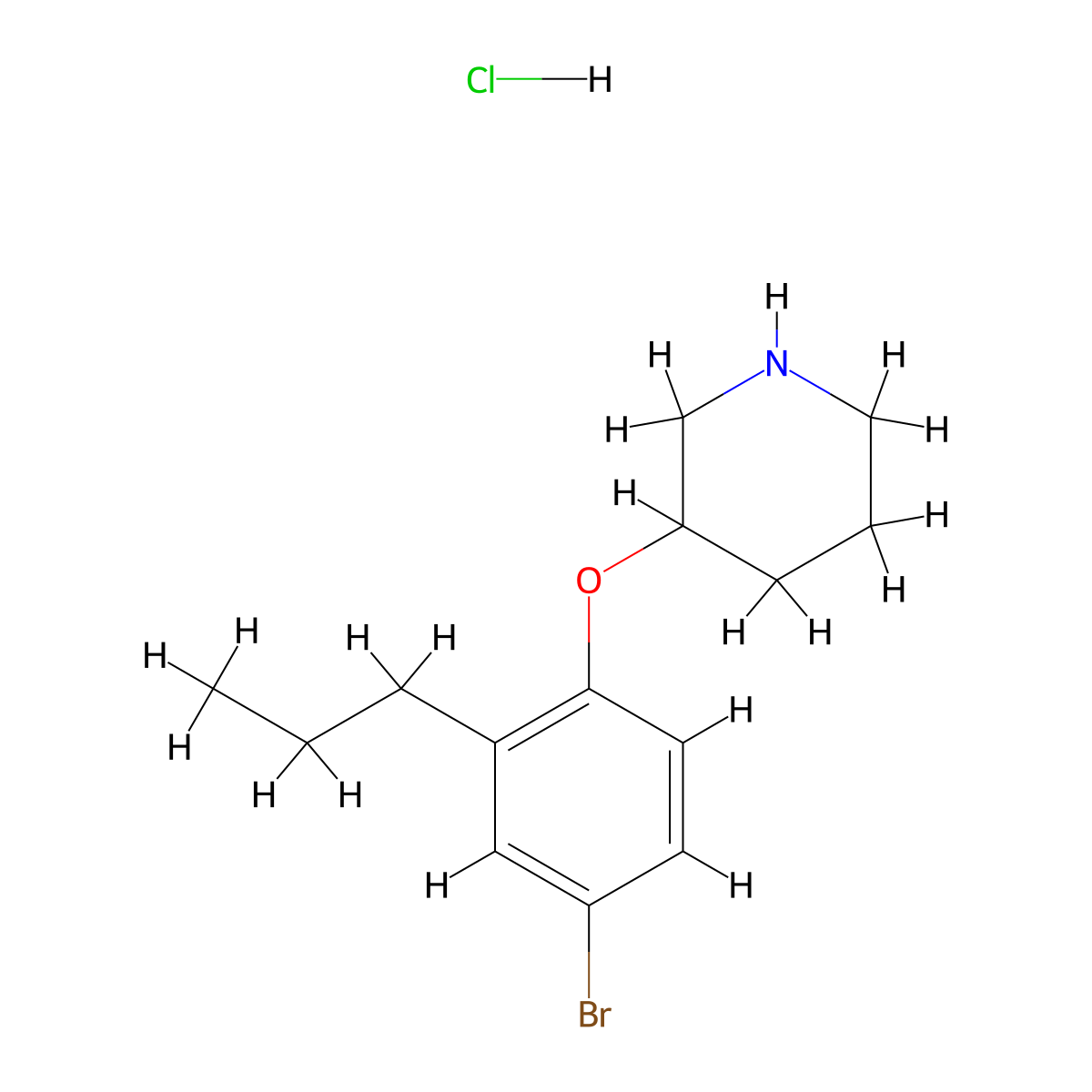 3-(4-Bromo-2-propylphenoxy)piperidine hydrochloride molecular structure, CAS 1220017-64-0