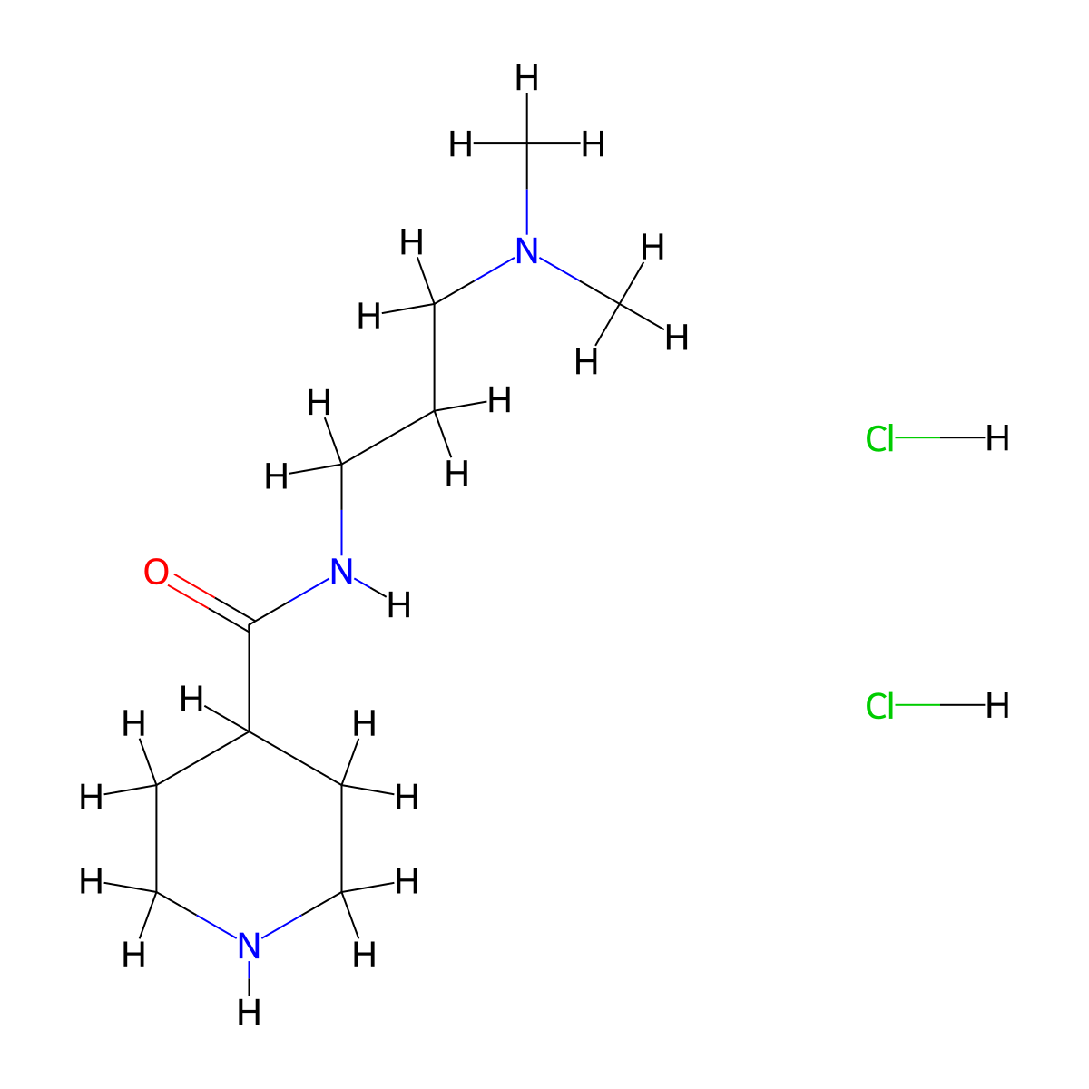 N-[3-(Dimethylamino)propyl]-4-piperidinecarboxamide dihydrochloride molecular structure, CAS 1220017-71-9