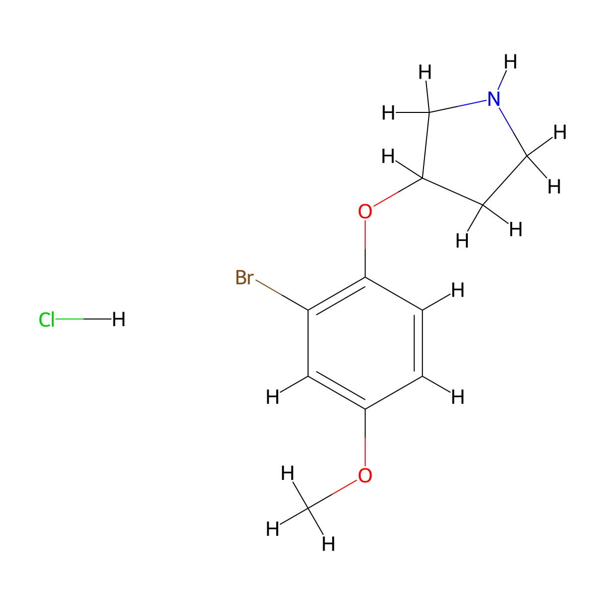 3-(2-Bromo-4-methoxyphenoxy)pyrrolidine hydrochloride molecular structure, CAS 1220017-76-4