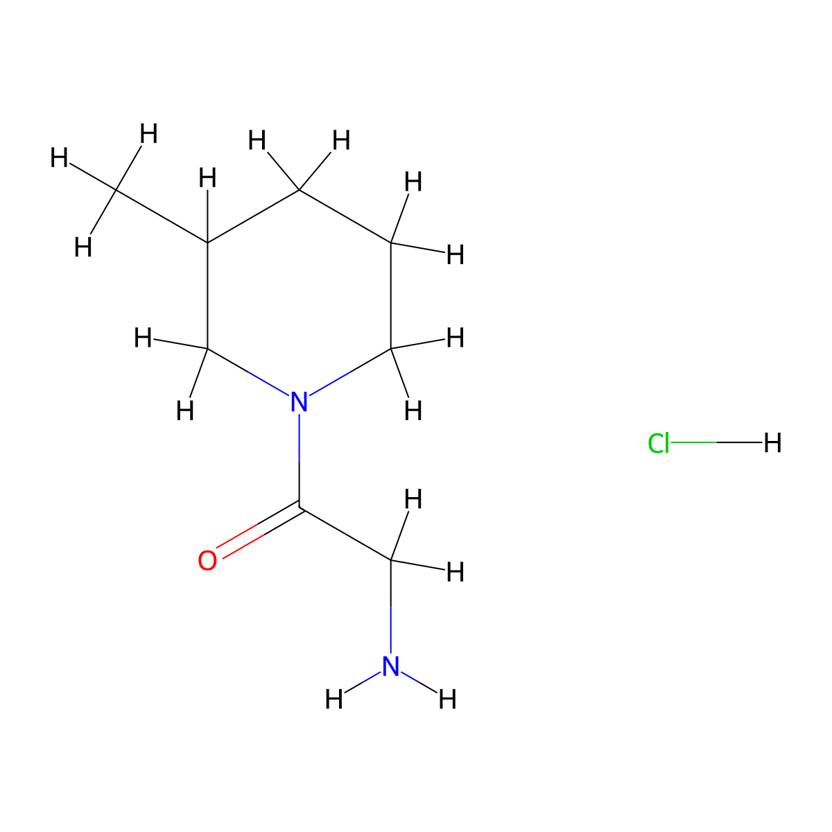 2-Amino-1-(3-methyl-1-piperidinyl)-1-ethanone hydrochloride molecular structure, CAS 1220017-88-8